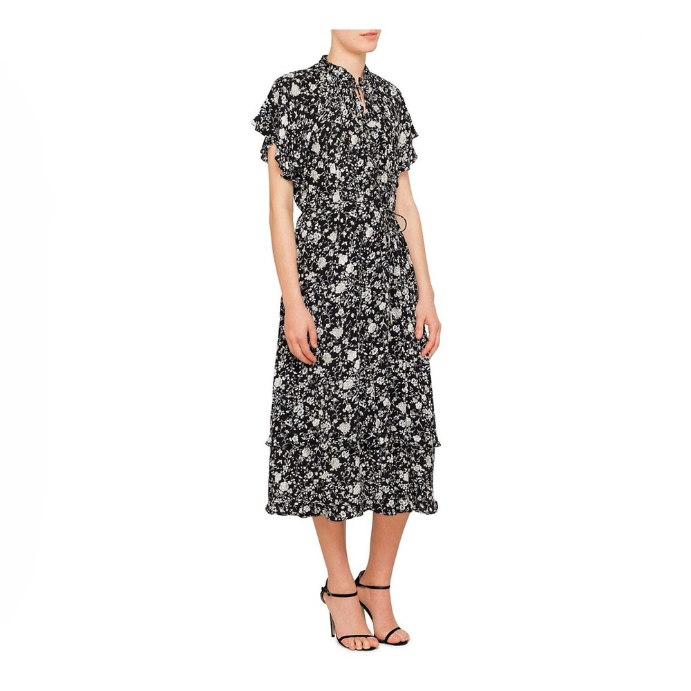 Zimmermann Black and White Floral Midi Dress. Silk. Sz 0 equivalent to a szS